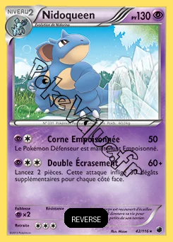 Carte Pokémon Nidoqueen  Reverse n°42 de la série Glaciation Plasma