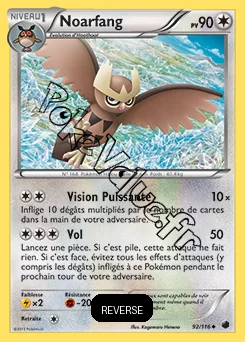 Carte Pokémon Noarfang Reverse n°92 de la série Glaciation Plasma