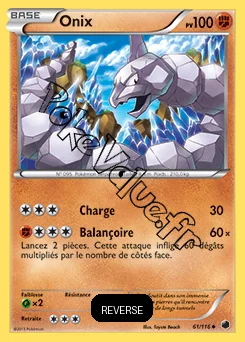 Carte Pokémon Onix  Reverse n°61 de la série Glaciation Plasma