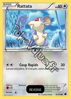 Carte Pokémon Rattata  Reverse n°87 de la série Glaciation Plasma