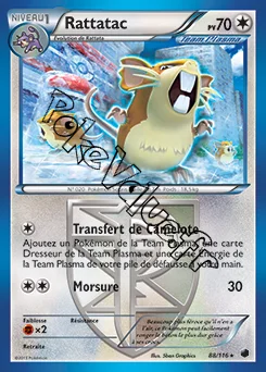 Carte Pokémon Rattatac n°88 de la série Glaciation Plasma