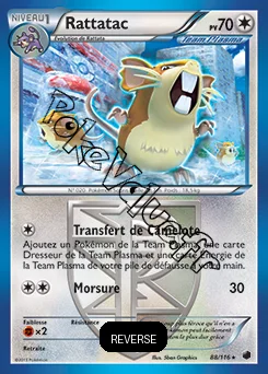 Carte Pokémon Rattatac Reverse n°88 de la série Glaciation Plasma