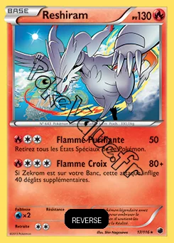 Carte Pokémon Reshiram  Reverse n°17 de la série Glaciation Plasma