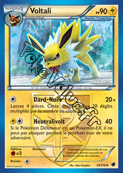 Carte Pokémon Voltali n°34 de la série Glaciation Plasma