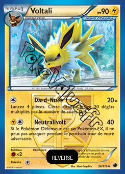 Carte Pokémon Voltali Reverse n°34 de la série Glaciation Plasma