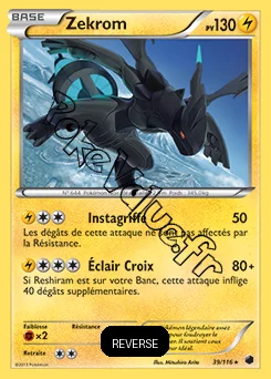 Carte Pokémon Zekrom  Reverse n°39 de la série Glaciation Plasma