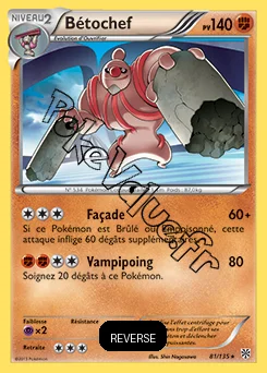 Carte Pokémon Bétochef Reverse n°81 de la série Tempête Plasma