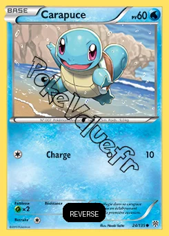 Carte Pokémon Carapuce Reverse n°24 de la série Tempête Plasma