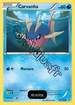 Carte Pokémon Carvanha  Reverse n°32 de la série Tempête Plasma