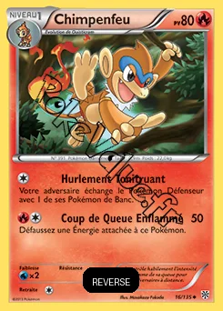 Carte Pokémon Chimpenfeu Reverse n°16 de la série Tempête Plasma