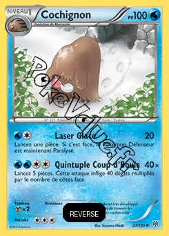 Carte Pokémon Cochignon Reverse n°27 de la série Tempête Plasma