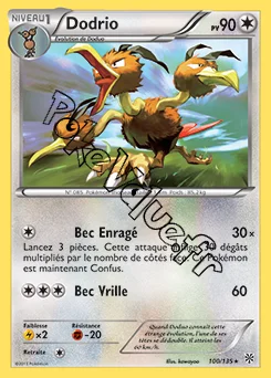 Carte Pokémon Dodrio  n°100 de la série Tempête Plasma