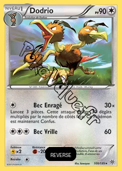 Carte Pokémon Dodrio  Reverse n°100 de la série Tempête Plasma