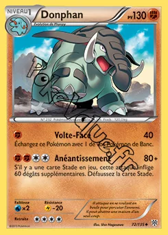 Carte Pokémon Donphan  n°72 de la série Tempête Plasma