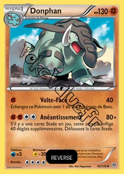 Carte Pokémon Donphan  Reverse n°72 de la série Tempête Plasma