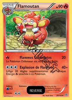 Carte Pokémon Flamoutan Reverse n°20 de la série Tempête Plasma