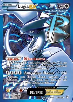 Carte Pokémon Lugia EX  Reverse n°134 de la série Tempête Plasma