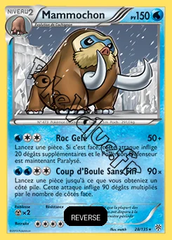 Carte Pokémon Mammochon Reverse n°28 de la série Tempête Plasma