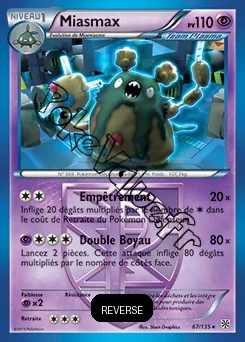 Carte Pokémon Miasmax Reverse n°67 de la série Tempête Plasma
