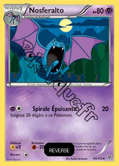 Carte Pokémon Nosferalto Reverse n°54 de la série Tempête Plasma
