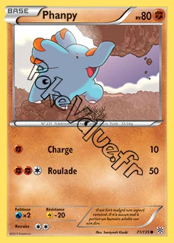 Carte Pokémon Phanpy  n°71 de la série Tempête Plasma