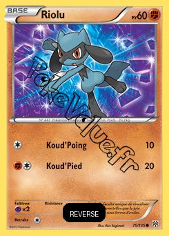 Carte Pokémon Riolu  Reverse n°75 de la série Tempête Plasma