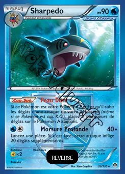 Carte Pokémon Sharpedo  Reverse n°33 de la série Tempête Plasma