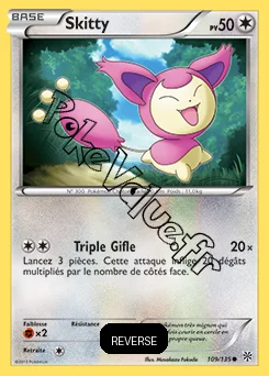Carte Pokémon Skitty  Reverse n°109 de la série Tempête Plasma