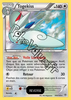 Carte Pokémon Togekiss  Reverse n°104 de la série Tempête Plasma