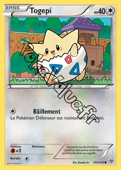 Carte Pokémon Togepi  n°102 de la série Tempête Plasma