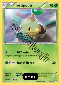 Carte Pokémon Tortipouss Reverse n°1 de la série Tempête Plasma