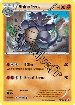 Carte Pokémon Rhydon  n°75 de la série Primo Choc