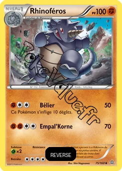 Carte Pokémon Rhydon  Reverse n°75 de la série Primo Choc
