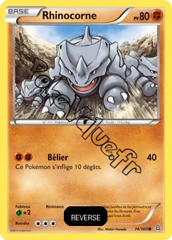 Carte Pokémon Rhyhorn  Reverse n°74 de la série Primo Choc