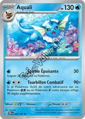 Carte Pokémon Aquali  n°022 de la série Évolutions Prismatiques