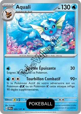 Carte Pokémon Aquali  Pokeball n°022 de la série Évolutions Prismatiques
