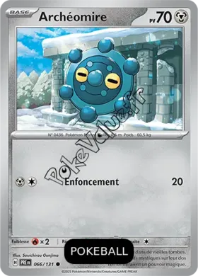 Carte Pokémon Archéomire Pokeball n°066 de la série Évolutions Prismatiques