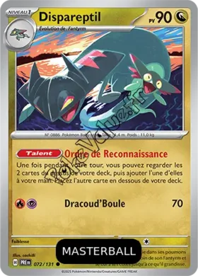 Carte Pokémon Dispareptil  Masterball n°072 de la série Évolutions Prismatiques