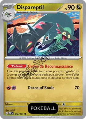 Carte Pokémon Dispareptil  Pokeball n°072 de la série Évolutions Prismatiques
