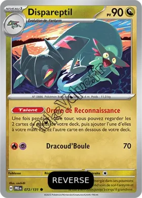 Carte Pokémon Dispareptil  Reverse n°072 de la série Évolutions Prismatiques