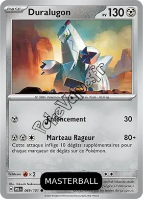 Carte Pokémon Duralugon  Masterball n°069 de la série Évolutions Prismatiques