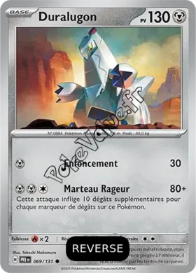 Carte Pokémon Duralugon  Reverse n°069 de la série Évolutions Prismatiques