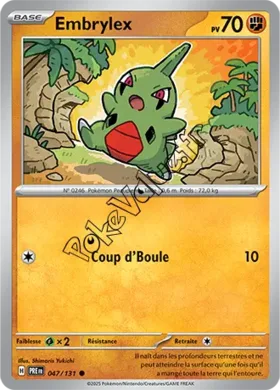 Carte Pokémon Embrylex  n°047 de la série Évolutions Prismatiques