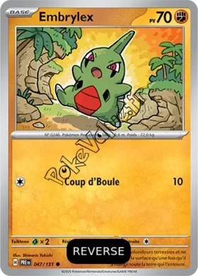 Carte Pokémon Embrylex  Reverse n°047 de la série Évolutions Prismatiques