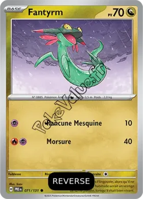 Carte Pokémon Fantyrm  Reverse n°071 de la série Évolutions Prismatiques