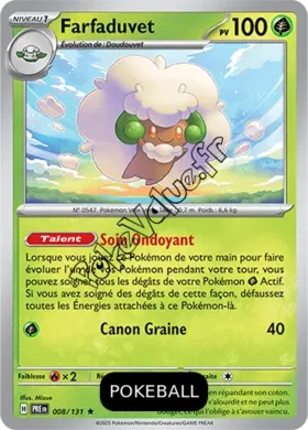 Carte Pokémon Farfaduvet  Pokeball n°008 de la série Évolutions Prismatiques
