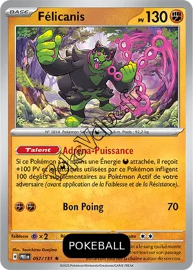 Carte Pokémon Félicanis Pokeball n°057 de la série Évolutions Prismatiques