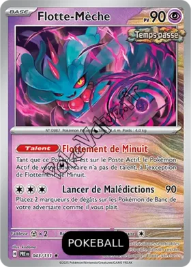 Carte Pokémon Flotte Mèche Pokeball n°043 de la série Évolutions Prismatiques