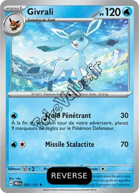 Carte Pokémon Givrali  Reverse n°025 de la série Évolutions Prismatiques
