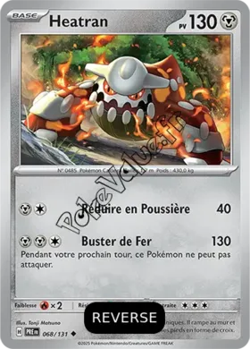 Carte Pokémon Heatran  Reverse n°068 de la série Évolutions Prismatiques